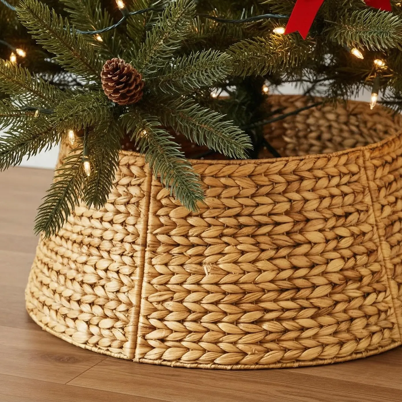 Woven Christmas Tree Collar - Etsy Christmas Tree Collar Skirt Woven Wicker  Brown White 27” Boho Holiday