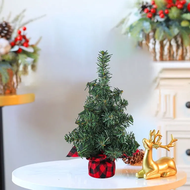 yulier Artificial Mini Christmas Tree, Tabletop Christmas Tree with Cloth  Bag Base, Small Pine Tree Christmas Decorations for Indoor Office Home  Desktop Decor - Walmart.com